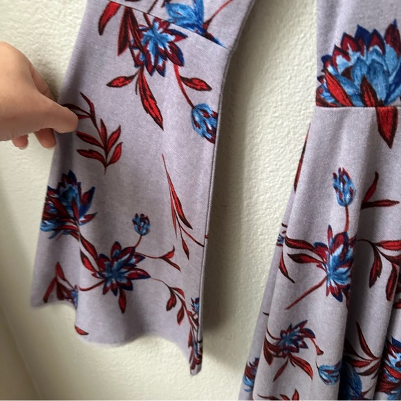kimchi blue urban outfitters purple floral trumpet sleeve skater dress womens M - Picture 4 of 8